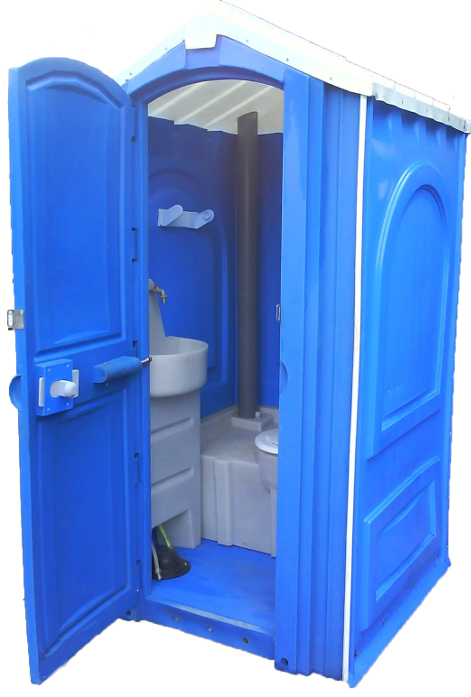 Синяя пластиковая биотуалетная кабина Люкс